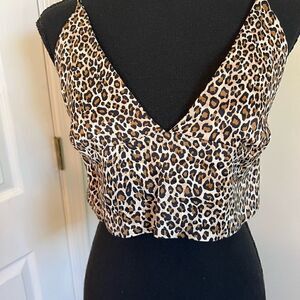 Zara Leopard Print Crop Top. Size XL  Like new condition